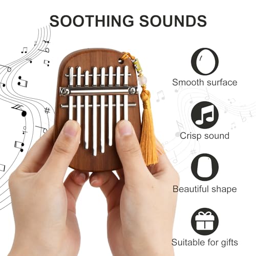 8 Key Thumb Piano, Mini Kalimba Thumb Piano, Portable Instrument Finger Piano, Finger Piano Solid Wood for Kids Adult Beginners - Image 4