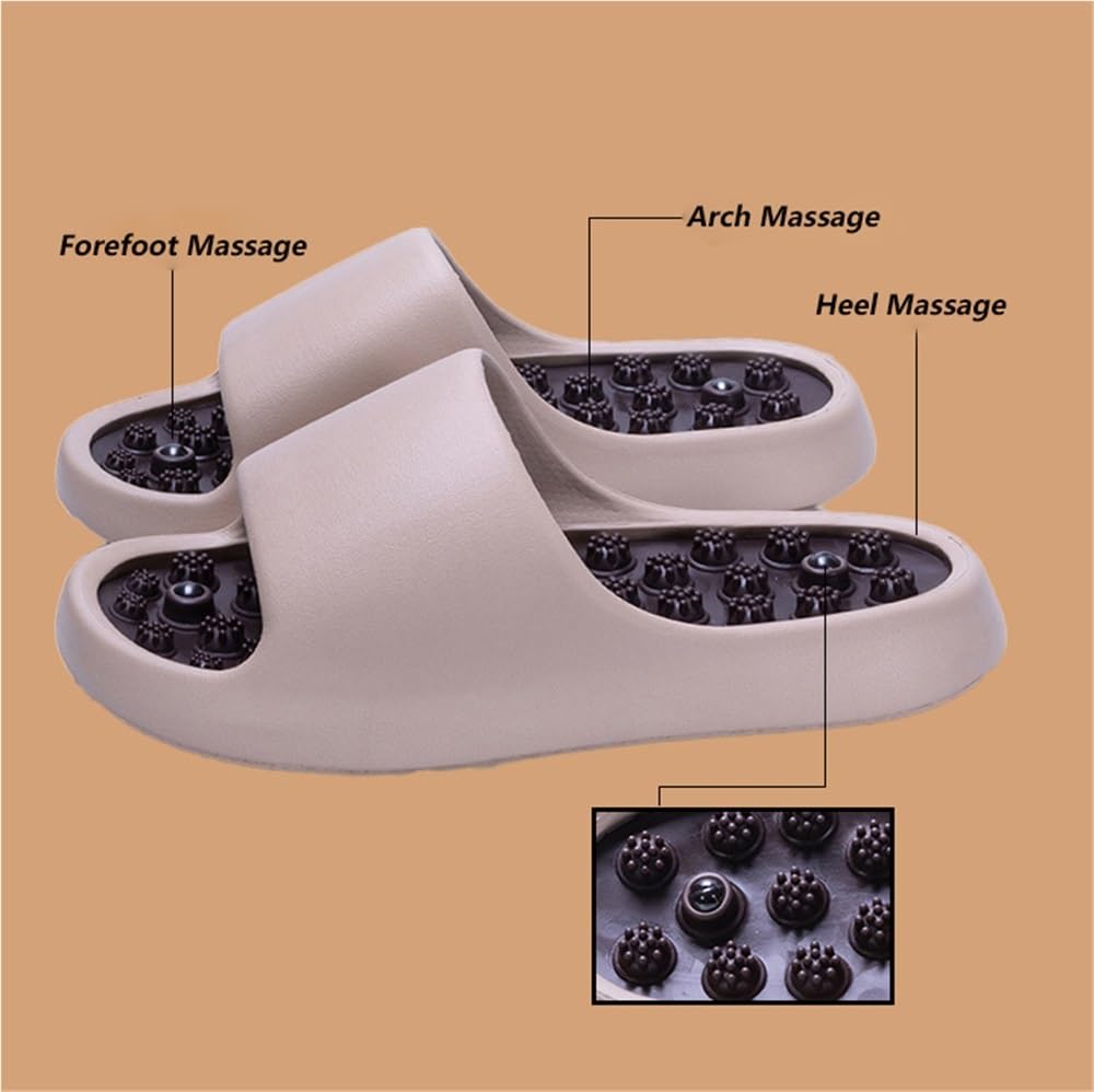Akupressur-Massage-Slipper Zur Linderung Von Plantarfasziitis Magnetmassage-Fußmassagegerät Damen & Herren Rutschfeste, Offene Duschschuhe Reflexzonenmassage-Sandalen(Black,40 EU)