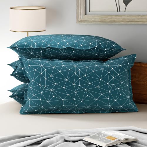 Image of Wakefit 100% Cotton Pillow Cover Set of 4 | 200 TC Soft & Breathable Pillow Cases | King Size 19 x 36 Inch | Skin Friendly, Durable & Gentle Machine Washable | Michele