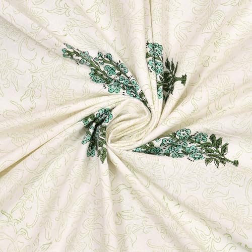 Image of BLOCKS OF INDIA Hand Block Printed Cotton Daylight Curtains with Eyelets(Set of 2 Curtains, Block 3, 7 Feet /Door, Semi Sheer, Multicolor)