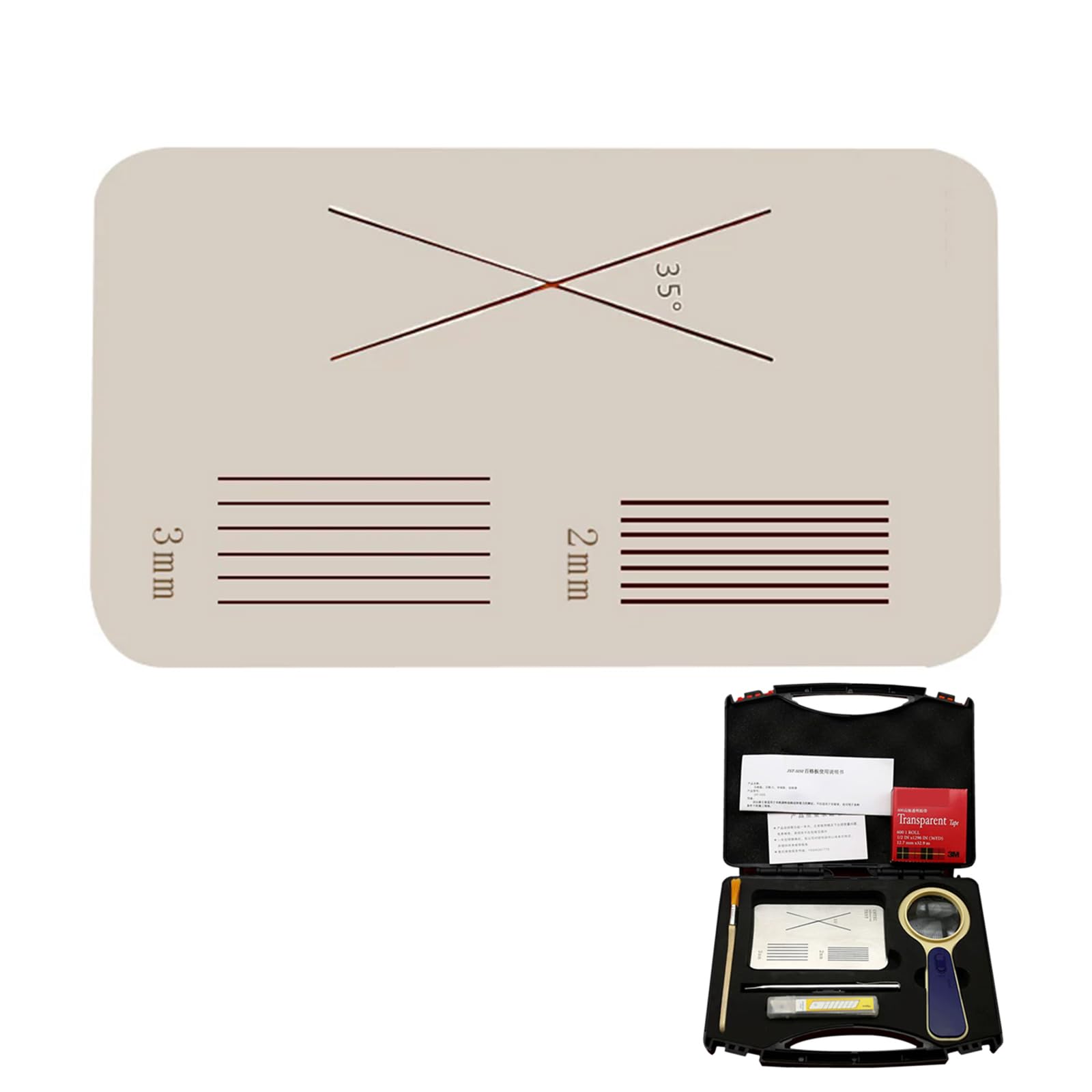 Vituord 3 in 1 Cross Cutting Rule, Hundred Grid Adhesion Tester, Cutting Space: 2mm, 3mm, with Packaging Box, For Adhesion Between Coating and Substrate