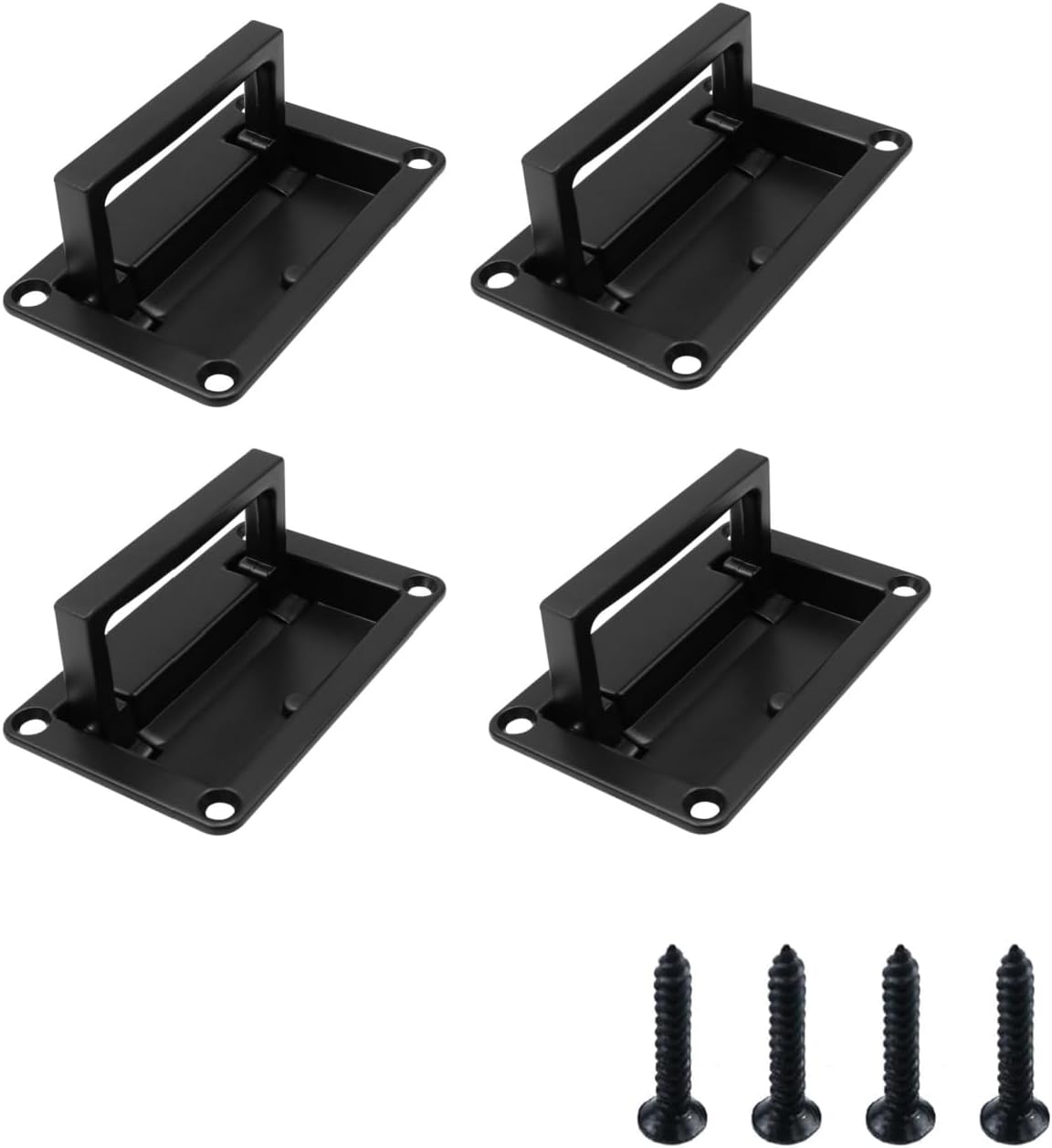Bitray Recessed Pull Handles Hatches Pull Handle Black Toolbox with Screws Recessed Lift Handle for Deck Hatch -4Pcs