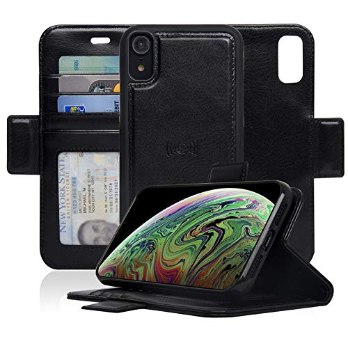 Navor Detachable Magnetic Wallet Case Compatible for iPhone XR 6.1'' [Vajio Series] - Black [IPXRVJBK]