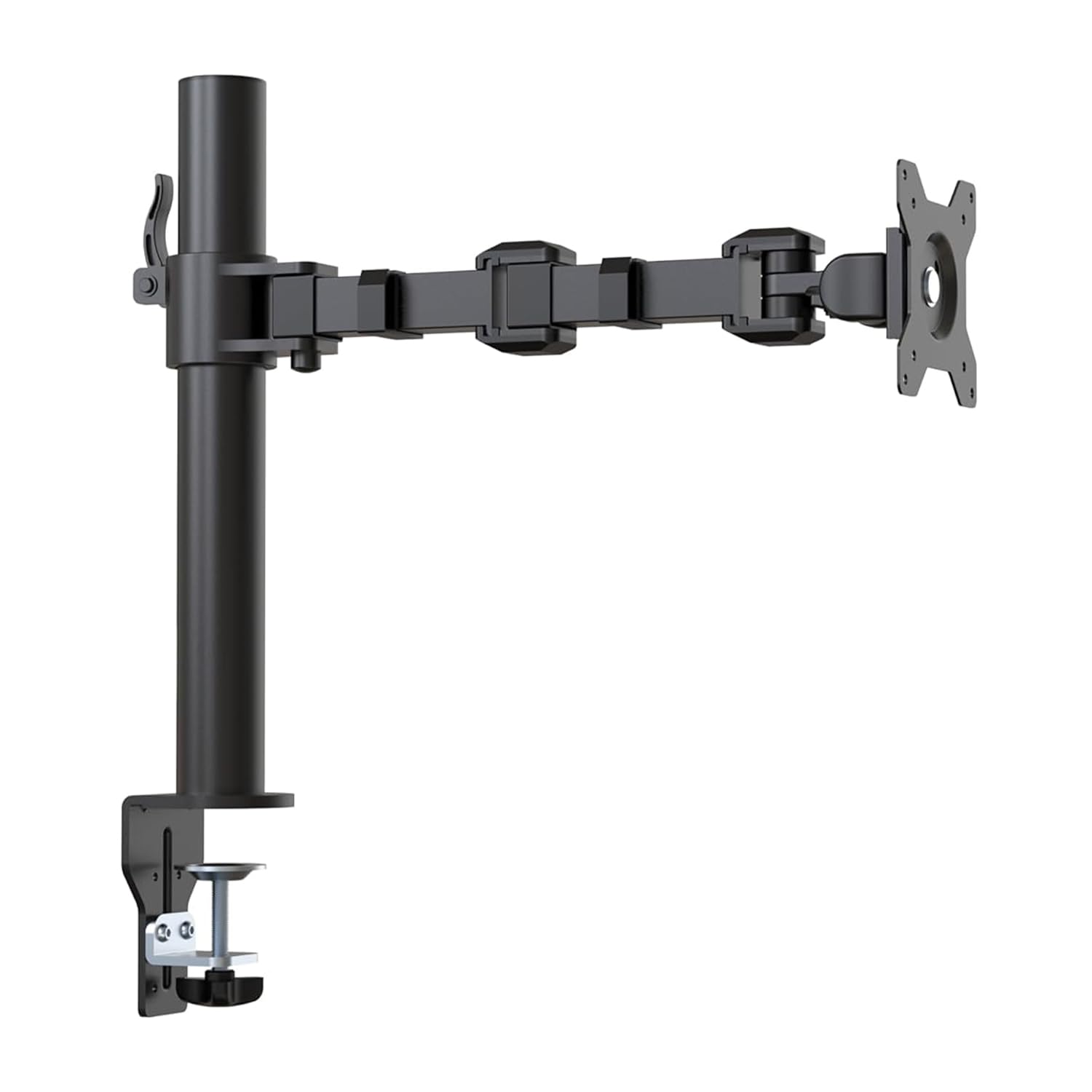 amazon basics Single Monitor Arm | Height Adjustable VESA Desk Mount with Cable Management, Full Motion Tilt and 360° Rotation, Fits 13–30 Inch Monitors (Steel, Black)