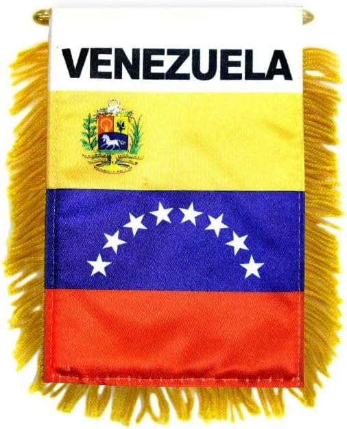 Bandera pequeña de Venezuela  Bandera pequeña para ventana de coche de 4 x 6 pulgadas  con ventosa  Doble cara  Banderas de tela de poliéster de