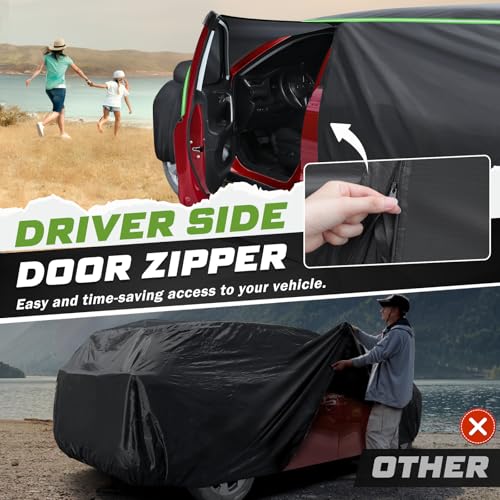 Image of Mixsuper Liner Car Cover for Kia Sportage 1994-2026, 7 Layers Waterproof Car Cover Accessories for Sportage with Zipper Door, Windproof Straps, Reflective Strips, Anti-UV, All Weather