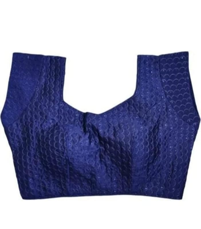 Image of Balaji Enterprises Women's Cotton Silk Collar V Neck Short Sleeve Readymade Saree Blouse