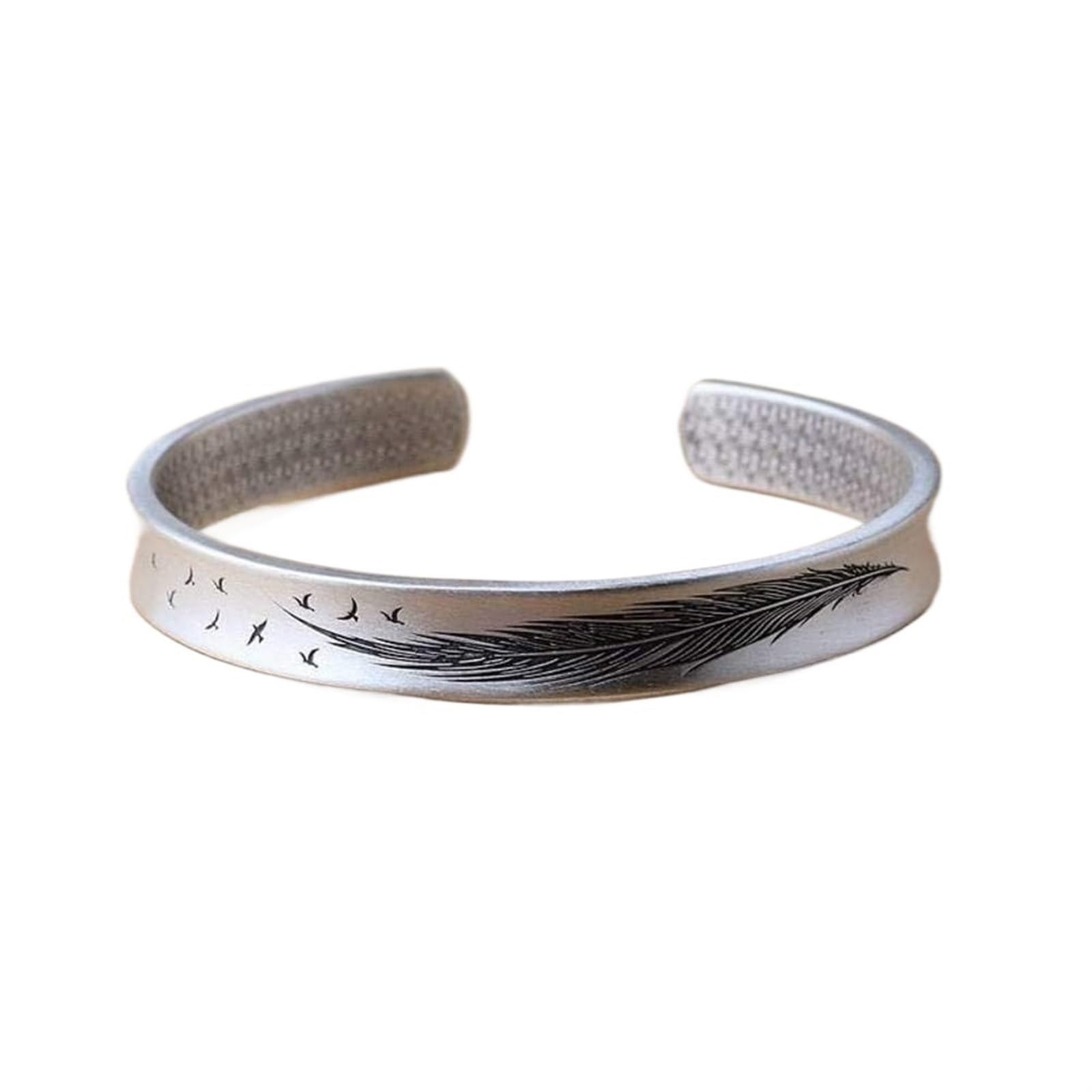 Bracciale in argento, bracciale rigido alla moda, bracciale rigido con metodo in argento 999 Detti buddisti concavi femminili Bracciale aperto in argento I braccialetti da 23 g possono essere regalati