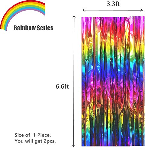 2 Packs Rainbow Backdrop Metallic Tinsel Foil Fringe Curtain Photo Booth Props For Birthday Gay Pride Day Bachelorette Wedding Engagement Bridal Shower Baby Shower Happy New Year Party Decorations #TOP4