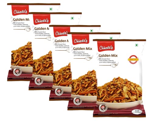 Image of Chheda's - Golden Mix - Besan Sev, Peanuts, Boondi, Green Peas - 350 Gm Pack of 5