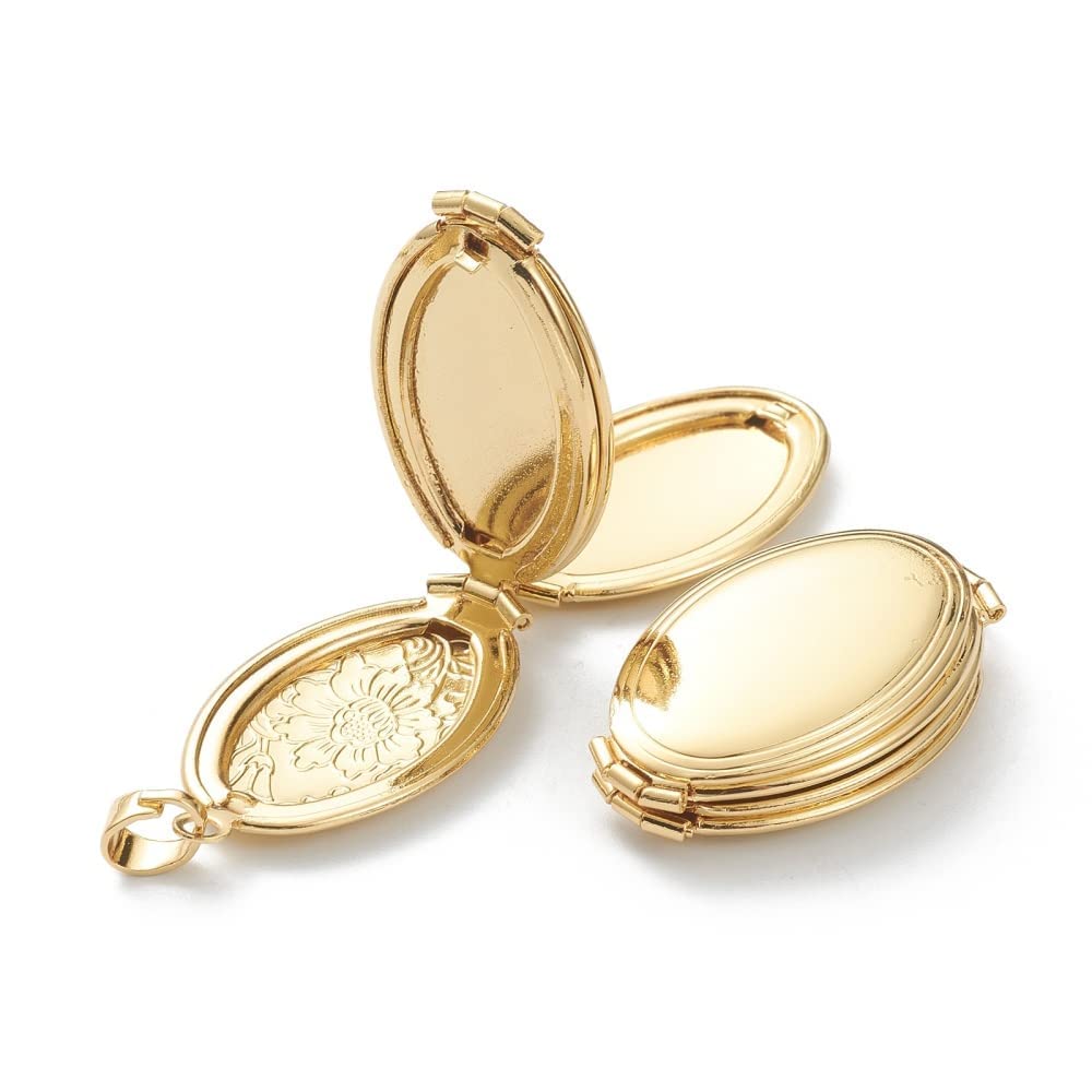 Plated Oval Photo Memory Locket Pendant Necklace With Chain