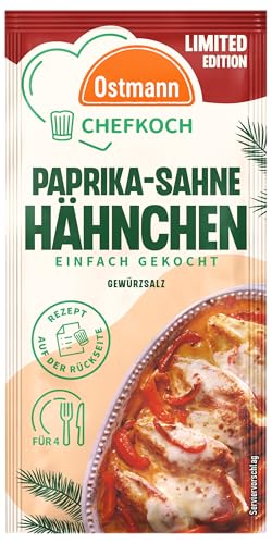 Ostmann Gewürze x Chefkoch - Paprika-Sahne Hähnchen Gewürzsalz | Abgestimmt auf 4 Portionen | Inklusive Schritt-für-Schritt-Rezept und Mengenangaben | 15 g im Beutel
