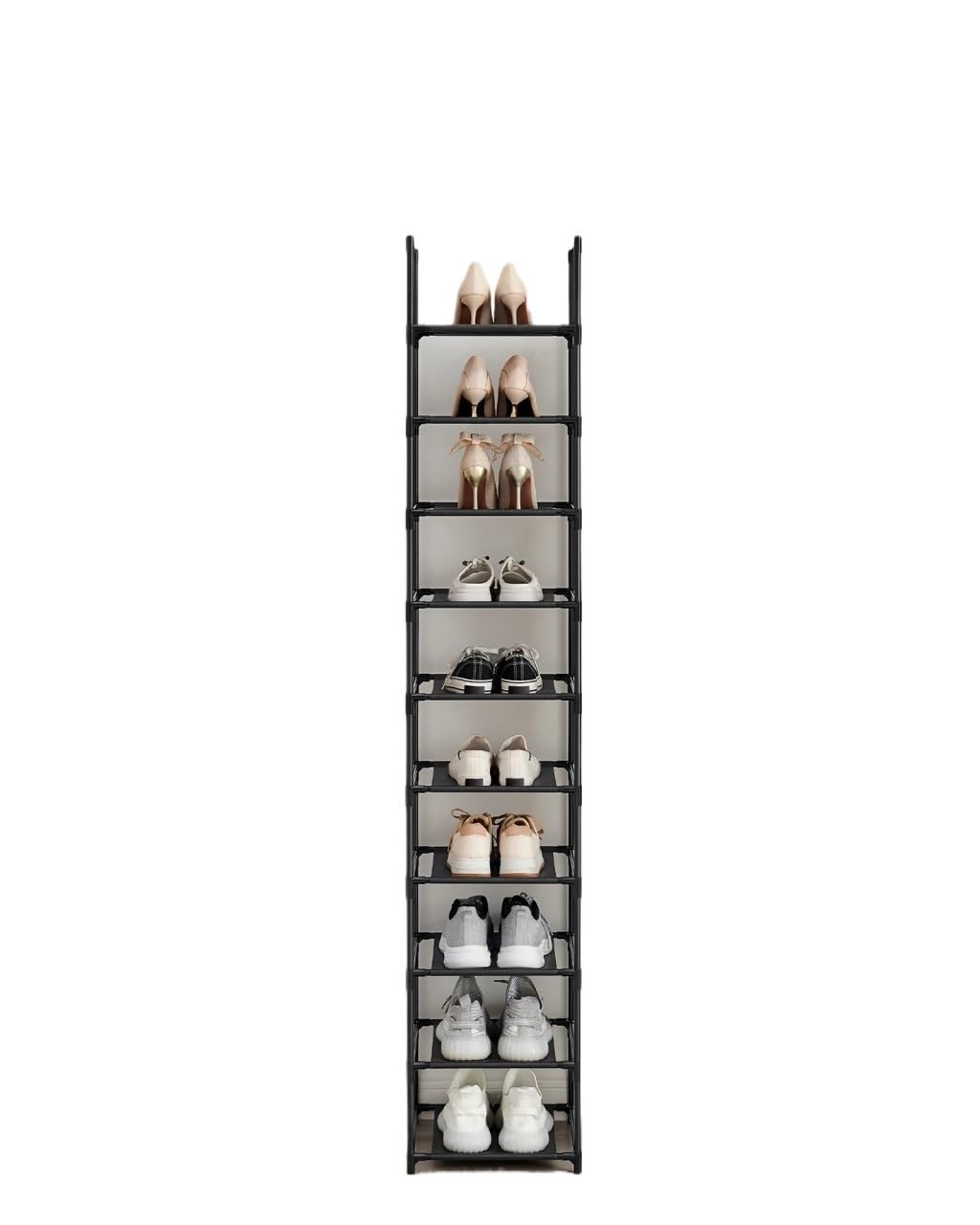 10-Tier Shoe Rack Stand 33x173cm Space Saving Metal
