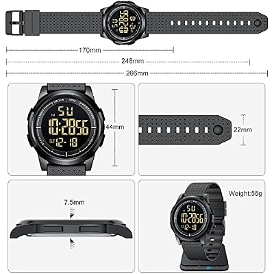 GOLDEN HOUR Ultra-Thin Minimalist Sports Waterproof Digital Watches Men with Wide-Angle Display Rubber Strap Wrist Watch for Men Women