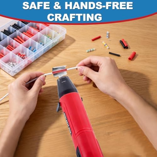 350W Mini Heat Gun Kit with 300pcs Solder Seal Wire Connectors & 3:1 Waterproof Heat Shrink Tubing 2-Temp Max 662°F Portable Hot Air Gun, Electrical Repair Tool Set for Automotive, Marine & DIY Crafts — view 6