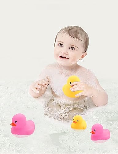 Miniatura 6 de 16 patos de goma rosa para niños, patos de goma chirriantes a granel, patos de goma para baby shower, decoración de patos de fiesta (2.2 pulgadas)