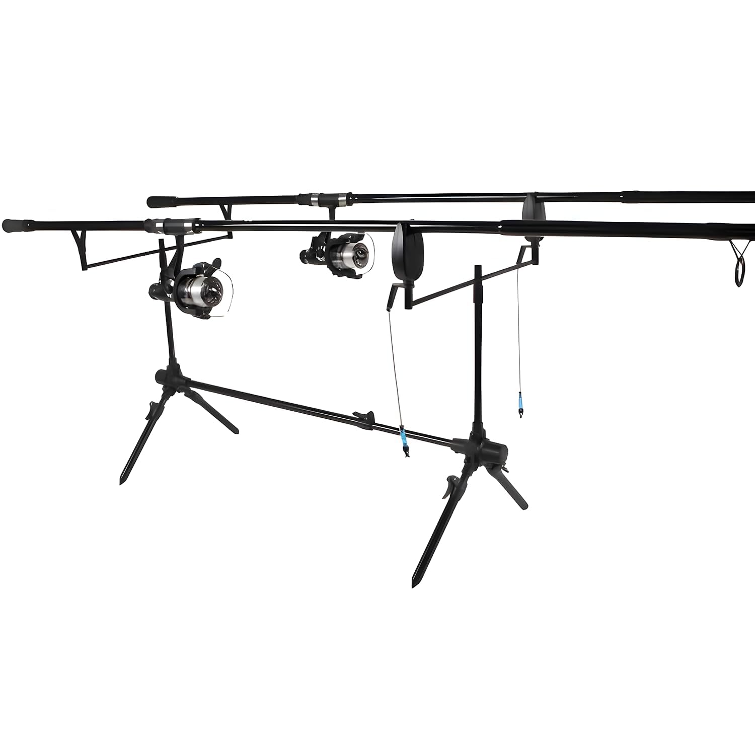 Carp Set - Improve Set - Juego de Cañas de Carpa Negro - Paquete Completo para la Pesca de la Carpa Incluye Detectores de Mordedura, Swingers, Rodpod