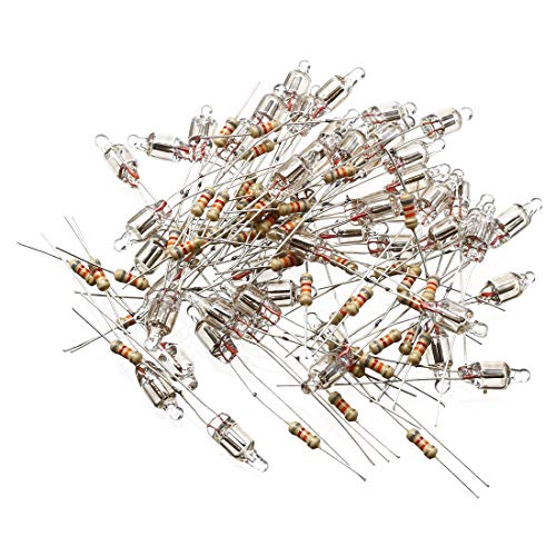 uxcell 50Pcs F5 5x13mm Bright Red Light Neon Light Bulb Indicator Lamp w 82K Resistor