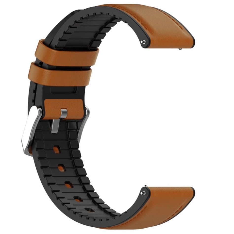 Image of AONES 20mm Watch Strap Leather Silicone Belt Compatible for Timex Analog Twhg03Smu26 Smartwatch Hook Band