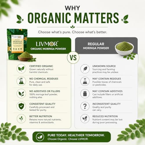 Image of Certified Organic Moringa Powder 200g | USDA Organic | From Pure Drumstick Leaves | Powder Form | For Daily Wellness & Natural Nutrition
