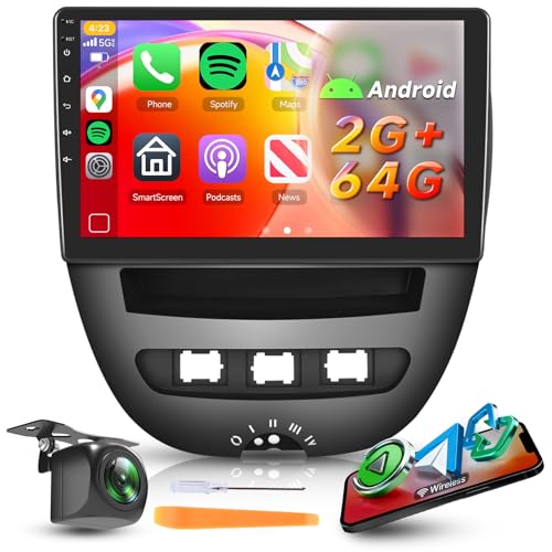 Android 10 Autoradio und Stereoanlage für Toyota Aygo, Citroën C1, Peugeot 107 108 (2014-2019) – Multimedia-Player mit Navigation