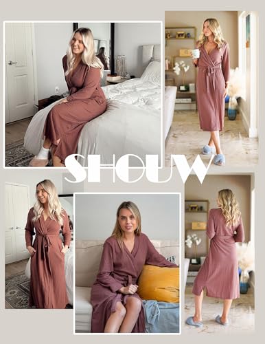 Image of Ekouaer Women's Robe Long Waffle Knit Bathrobe Lightweight Soft Kimono Robes Loungewear S-XXL