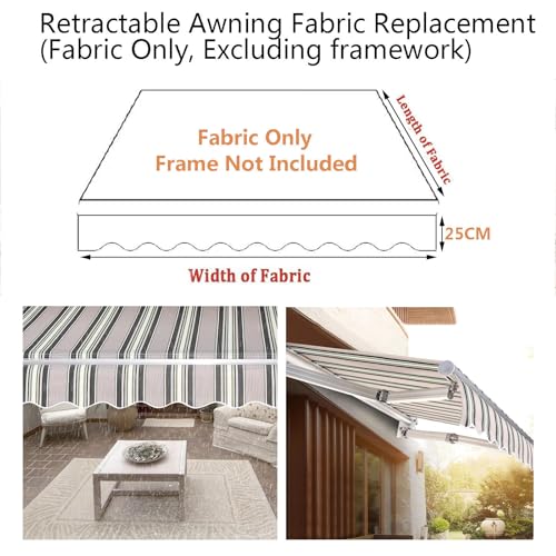Toile de rechange pour auvent de terrasse multicolore 8.5x2.5m pour repas ombragés