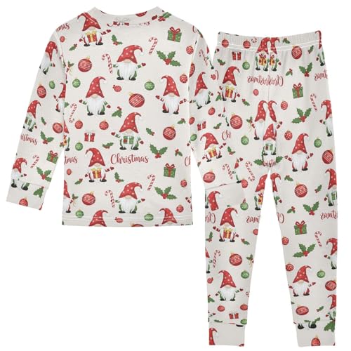 Pajama Sets Long Sleeve Christmas Gnome Pattern Soft Comfy Sleepwear 2 Piece PJS 3-8T3