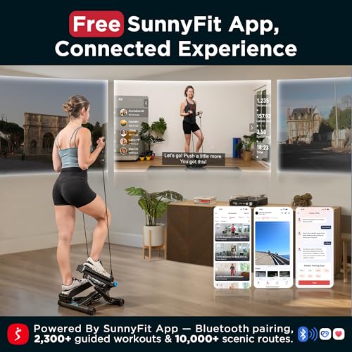 Image of JLL Smart Twist Stepper Machine with Resistance Bands, Space-Saving Portable Mini Stair Stepper for Home, Full Body, Golden Exercise Angle, Dual Hydraulic Quiet Resistance, Adjustable Height,Bluetooth