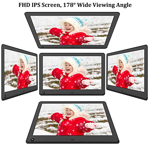 Digital Picture Frame 12 Inch 1920x1080 16:9 IPS Screen Photo Auto Rotate, Motion Sensor, 1080P Video Frame, Auto Play Photo/Video/Music, Background Music, Auto Turn On/Off, Include 32GB SD Card