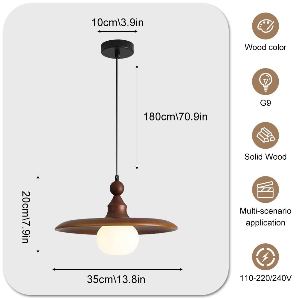 Lampada a sospensione a disco ultrasottile, lampada a sospensione Frisbee in legno, lampade a sospensione for sala da pranzo, attacco E27, lampadario dal design rotondo