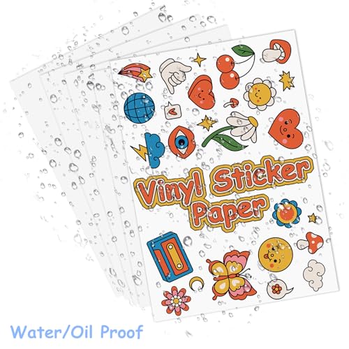 Vinyl Sticker Paper for Inkjet Printer 8.5 x 11" Printable 90% Clear Labels Glossy Waterproof Sticker Paper, 20 Sheets