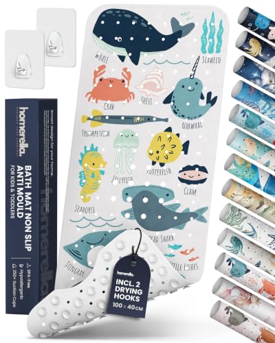Homerella Kids Bath Mat Non Slip 100x40cm Extra Long - Baby Shower Mat