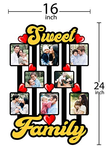 Image of Shrikant Art inchSweet Family inch Large Multi-Photo Collage Wall Frame - 8-Opening Decorative Picture Gallery with Heart Accents