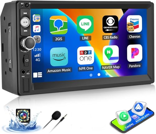 CAMECHO Wireless Carplay Radio Coche 2 DIN con Android Auto Inalámbrico Bluetooth, Pantalla Táctil de 7 Pulgadas con Bluetooth Manos Libres Mirror Link FM USB/TF/AUX-in+Cámara Trasera