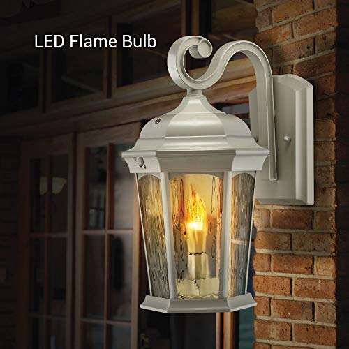 Euri Lighting EFL-130W-MD - Linterna De Llama Parpadeante, Vidrio De Agua Con Luz De Seguridad Integrada 3000 K Fotocelula Y Sensor De Euri Lighting EFL-130W-MD - Linterna De Llama Parpadeante, Vidrio De Agua Con Luz De Seguridad Integrada 3000 K Fotocelula Y Sensor De