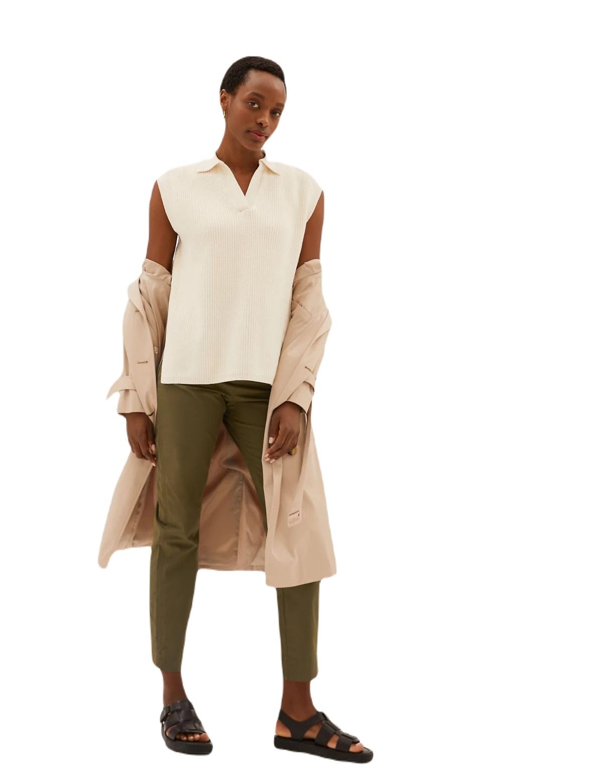 Marks & SpencerWomens Solid Mid Rise Tapered Fit Chinos