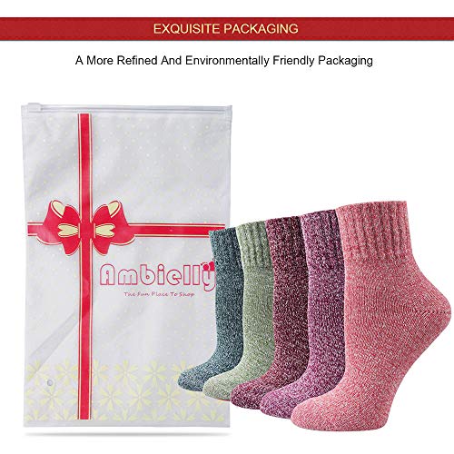 Image of Winter Women Socks 5 Pairs Vintage Wool Casual Thermal Crew Socks