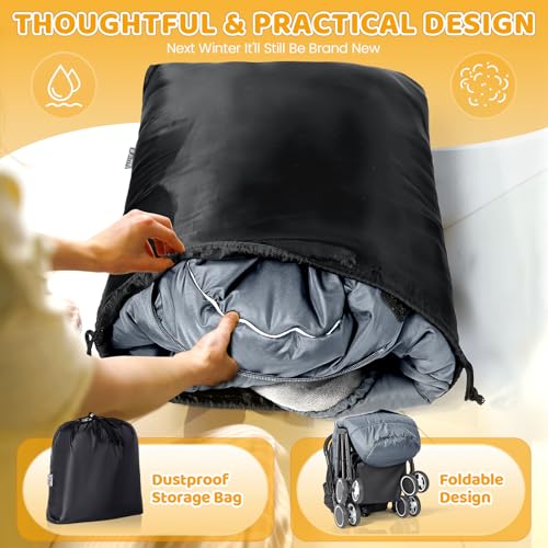 Image of Orzbow Stroller Footmuff Universal - Weather-Proof Bunting Bag for Toddler, Warm Fleece Sleeping Bag for Cold Weather, Easily Attaches to Most Strollers, Baby Boys Girls Winter Essentials, Grey