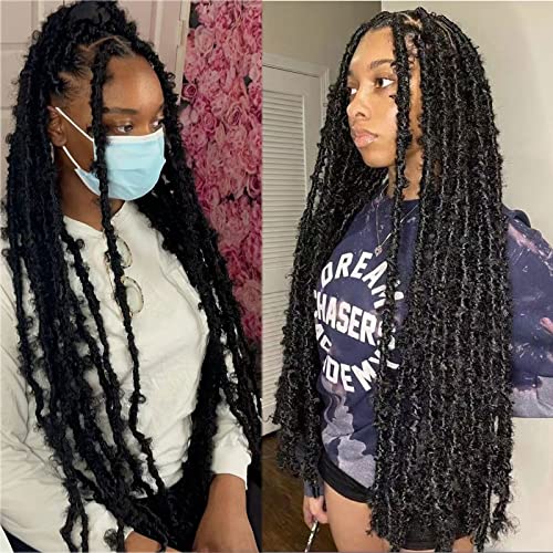 Flyteng 6 Packs Butterfly Locs Crochet Hair Pre Looped 36 Inch Soft Locs Crochet Hair Extensions Crochet Braids Natural Black Distressed Faux Locs Crochet Hair For Women (36 Inch (Pack Of 6), 1B) #TOP6