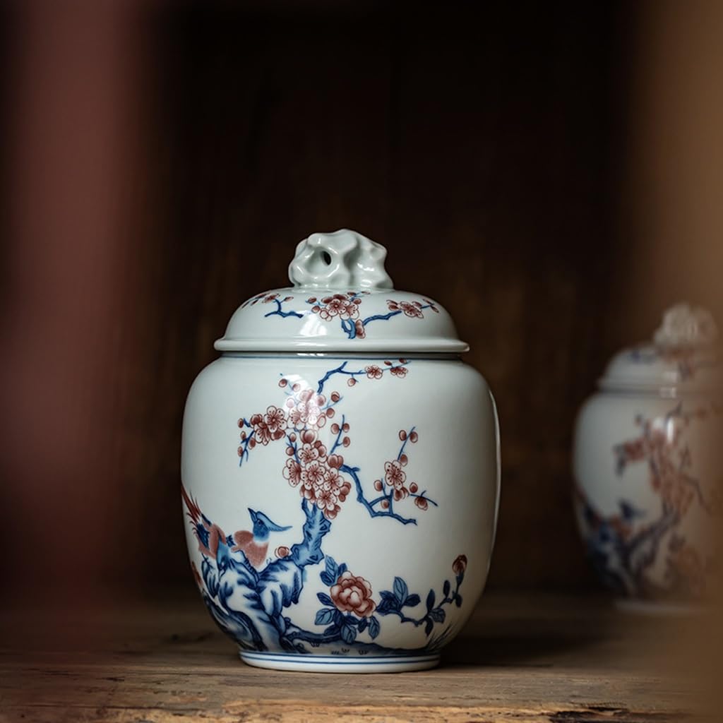 HLTYGWX Pojemnik na herbatę Niebiesko-biała porcelanowa puszka na herbatę, ceramiczna chińska zamknięta puszka, puszka do przechowywania herbaty w gospodarstwie domowym Puszka na herbatę