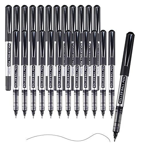 ABEIER Lot de 25 Stylos Roller à Encre Liquide,0,7 mm Pointe Fine,stylos à Bille à Séchage...