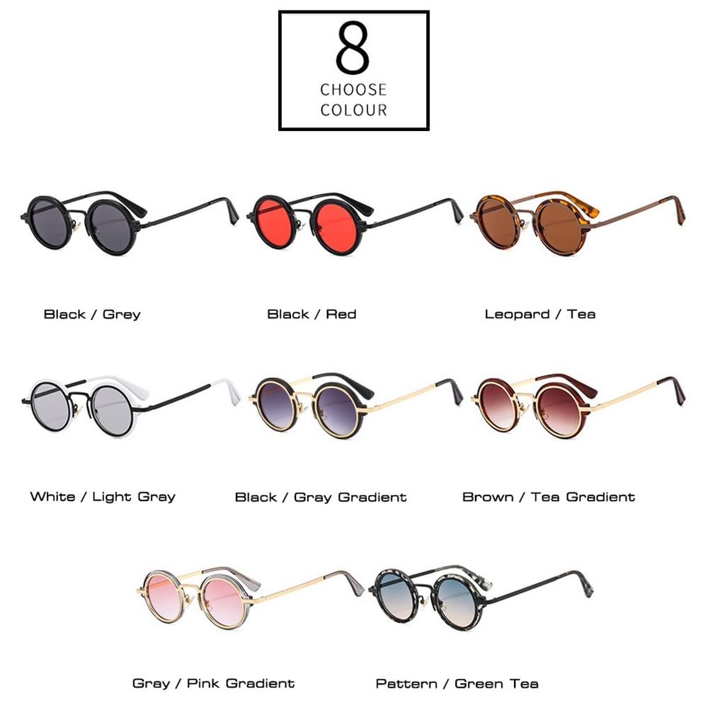 Modische kleine runde Punk-Sonnenbrille für Herren und Damen im Retro-Stil mit klaren, verlaufenden Gläsern und UV400-Schutz. Ideal zum Shoppen, Reisen, für Strandpartys und zum Radfahren.