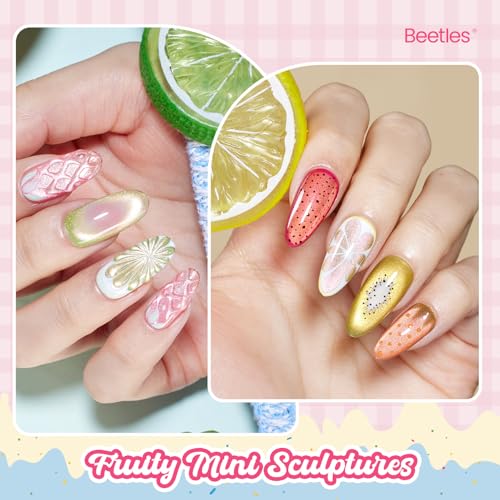 Image of Beetles Fruit Magnet Cat Eye Gel Nail Polish Set - 6 Colors Spring Gel Polish Kit Glitter Cat Eye Pink Purple Blue Yellow Green Magnetic Shine Soak Off UV Salon DIY Manicure Gift for Women