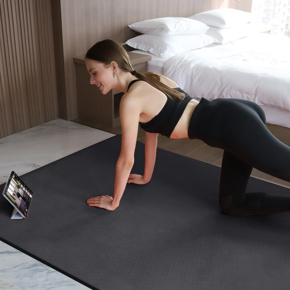 Hatha Yoga Duża mata do jogi z TPE 15,5 x 1,27 cm, bardzo gruba, antypoślizgowa mata do ćwiczeń, do jogi, pilatesu i ćwiczeń w domu na siłownię