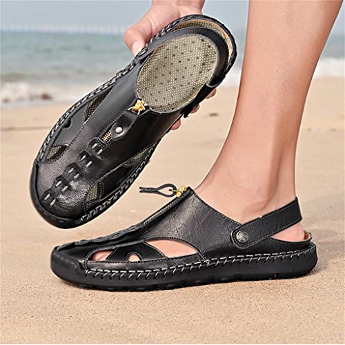 Men's Sandals Breathable Beach Shoes Leisure Flats Men Casual Shoe Slip on Retro Sandals(43)2