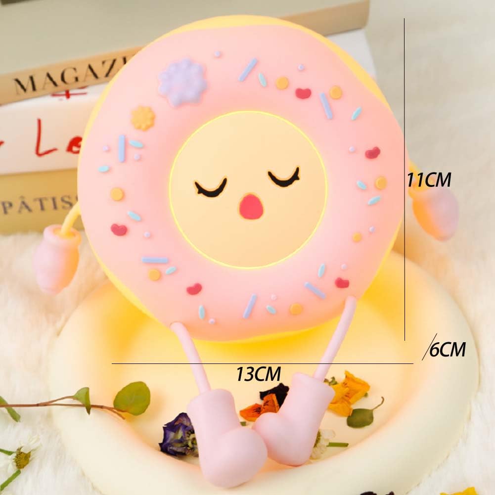 Lámpara Donut LED Luz de Noche Redonda con Interruptor Táctil y Función Temporizador Lámpara de Noche de Silicona Suave Luz Decoración de Habitación Infantil Iluminación Nocturna,Rosado