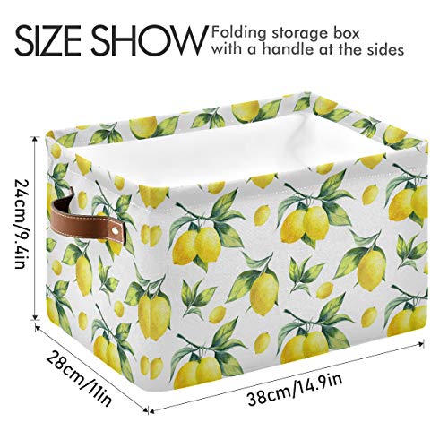 Moudou Lemon Laundry Basket Square Collapsible Laundry Hamper Clothes Toys Storage Bin With Handles For Bedroom, Closet, Nursery, Dorm, Home Decor #TOP3