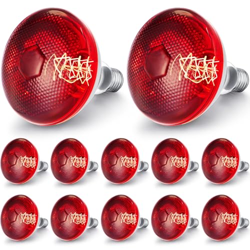Image of VIHOSE 12 Pack Heat Lamp Bulbs, Red Infrared Bulbs 120 V, 150 Watt