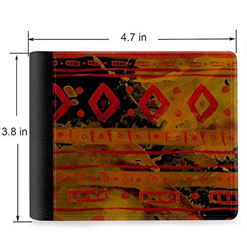 (Ethnic African Pattern Front Pocket Slim Bifold Leather Wallet RFID Blocking with ID Window for Men2